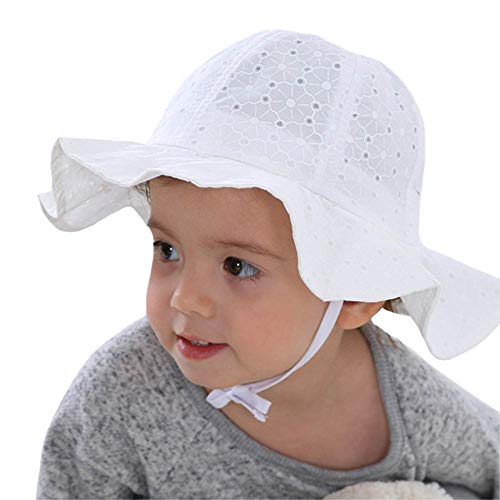 iHomey Baby Toddler Girls Large Brim Sun Hat with Chin Strap Cotton UPF