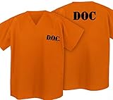 Prisoner Costume Top Orange DOC Jail Convict Uniform Shirt