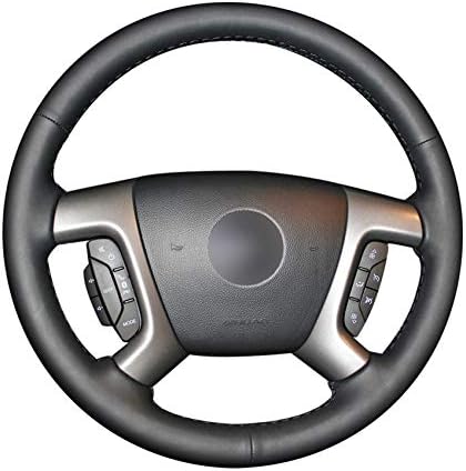 KAIJIFXP Hand-stitched black PU Artificial leather steering wheel cover for Chevrolet Captiva 2007-2014 silver GMC sierra 2007-2013