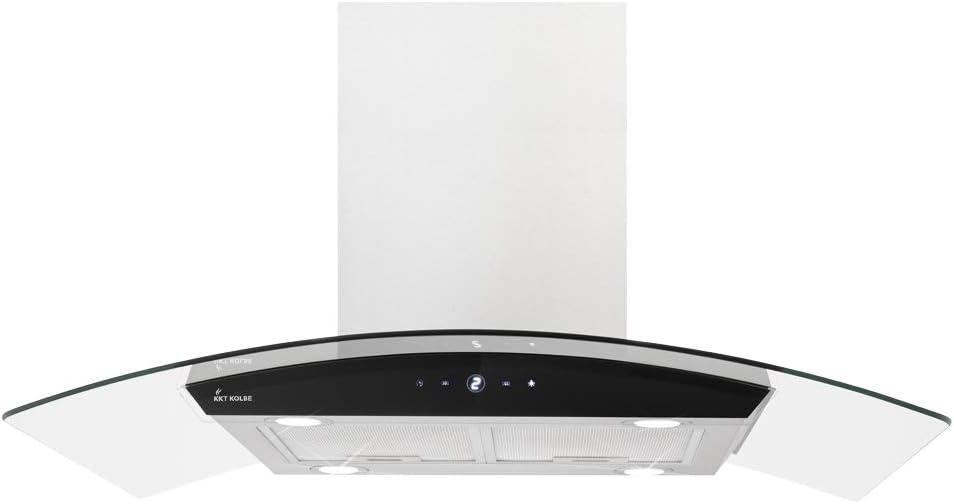 Premium-Dunstabzugshaube, Inselhaube (90cm, Edelstahl, Klarglas, Extra-leise, Energieklasse A+, 9 Stufen, LED-Beleuchtung, Display, TouchSelect Sensortasten) SINUS-INSEL-TC9 - KKT KOLBE