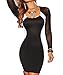 made2envy Colorblock Hourglass Mesh Sheer Long Sleeves Bodycon Dress