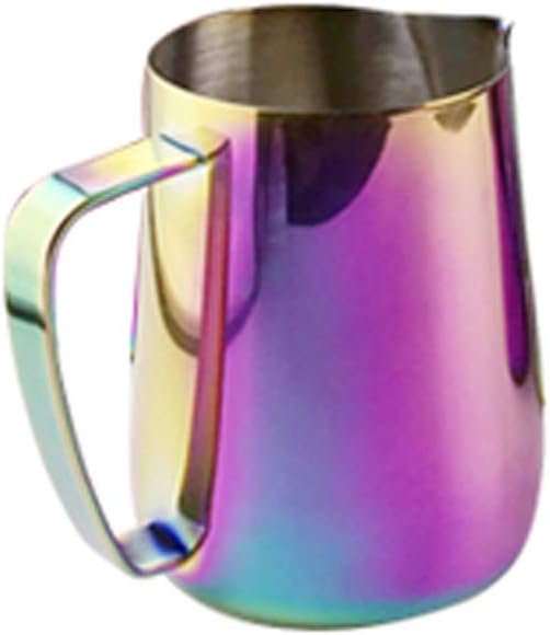 Milk Frothing Pitcher Commercial Grade Stainless Steel Steaming Pitcher Espresso Milk Frothing Pitcher, Creamer Coffee Milk Frothing Cup,Coffee Steaming Pitcher Rainbow 600ml/20oz