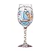 Designs by Lolita “Anchors Away” Hand-painted Artisan Wine Glass, 15 oz.