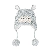 Sumolux Kids Warm Earflap Beanie Hat Sheep Knitted Pom Pom Winter Crochet Cap Hats 3-7 yrs Gray