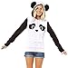 ZXZY Women Cute Cotton Blend Long Sleeve Panda Print Hoodies Pullover Tops White