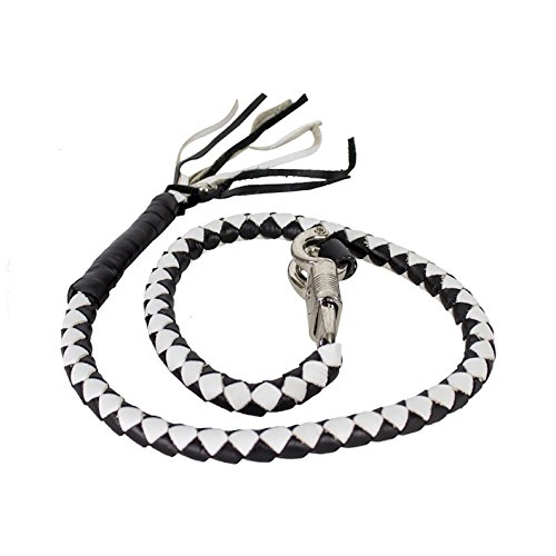 Black White Get Back Whip For Motorcycles 2" Circumference