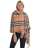 Women Plaid Blanket Scarf for Winter Fall, Beige Camel Check Oversized Soft Warm Cozy Ladies Tartan, Thick Fuzzy Knit Cashmere Wool Feel, Long Pashmina Wraps and Shawls for Ideal fake replica Gift