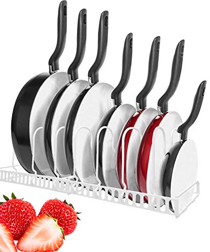 Expandable Pan Pot Lid Organizer Rack，Can Be Extended to 22.25", Total 7 Adjustable Compartments, Kitchen Cabinet Pantry and Bakeware Organizer Rack Holder - Thumbnail 7
