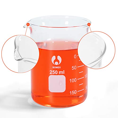Glass Beaker Set Borosilicate Glass Measuring Low Form 50/100/250ml 3 Pack Graduated Beakers (3)