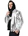 JOGAL Mens Metallic Nightclub Styles Zip Up Varsity Baseball Bomber Jacket XX-Large Silver