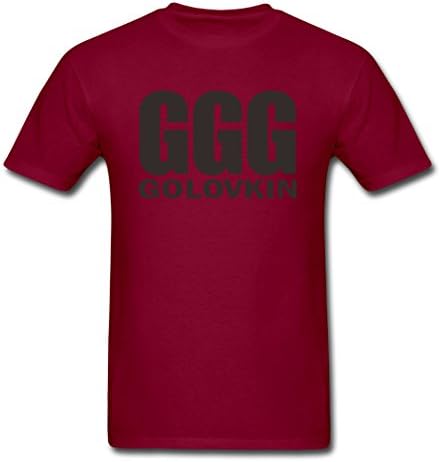 Hkpopo GGG Golovkin Individual Character Male's Burgundy T-shirt Large
