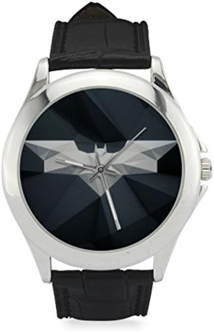 Women's Classic Leather Strap Watch Wrist Watch with Batman Logo Pattern for Special Gifts