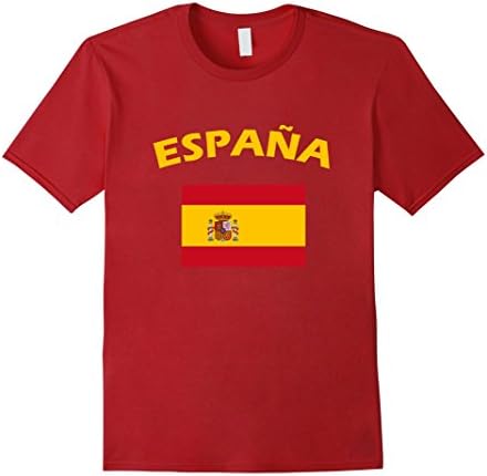 Men's Espana Spain Spanish Flag Barcelona Soccer Football T-Shirt 3XL Cranberry