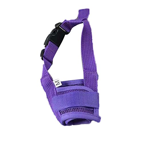 yanbirdfx Adjustable Pet Puppy Mouth Cover Mask Pure Color Anti Biting Soft Dog Muzzle Purple S