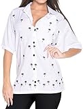 La Leela Blouse Casual Women Hawaiian Shirt Embroidered Workwear Short Sleeve Dress Top