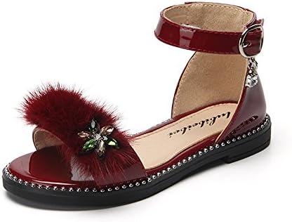 Tuoup Cute Summer Leather Girls Sandles Sandals For Kids Wine Red 36 3.5 M US Big Kid