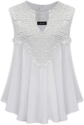 Womens Casual Summer Chiffon Lace Sleeveless Blouse Tank Top Shirt with personalized birthday christmas gift card