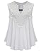 AMZ PLUS Plus Size Women Sexy Lace Blouses V-neck Shirts Chiffon Sleeveless Top White XXXXL