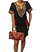 shekiss Women's Bohemian Bodycon Dashiki African Vintage Print Sexy V-Neck Club Midi Dress Black/Red, Blackred, XX-Large