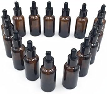 1oz Empty Glass dropper bottles- Pack of 15 Multi-purpose Vials For Laboratory, Liquids, Essential Oils WITH Glass Pipette FREE bonus (Amber)