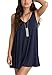 Albe Rita Women's Sleeveless Cross-Back Shift Mini Dress,M,Navy Blue