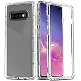 AMENQ Crystal Clear Case for Samsung Galaxy S10+ Plus, Three Layer Ultra Hybrid Shockproof TPU Bumper and Rugged Clear Hard Protective Armor Phone Cover for Galaxy S10+ Plus 6.4 inch (2019), Clear
