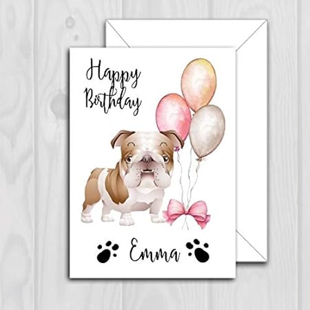 Gfc Biglietto Di Auguri Di Buon Compleanno Con Bulldog Inglese Palloncini Personalizzati Acquerello 12 7 X 17 8 Cm Amazon It Casa E Cucina