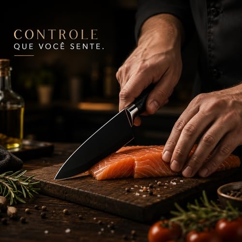 Kit Facas de Cozinha 6 Peças em Aço Inox com Tesoura | Ideal para carnes, legumes, frutas e preparos do dia a dia
