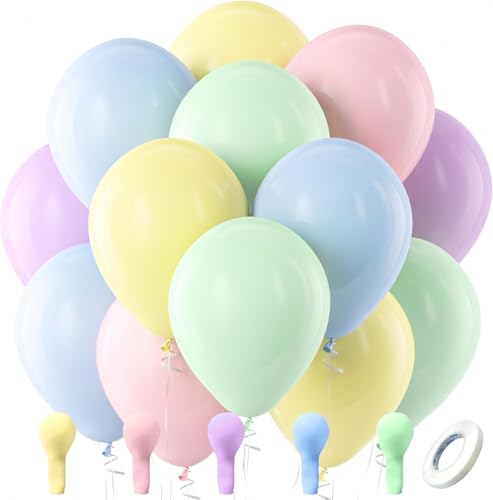 100 PCS Pastel Latex Balloons, 12-Inch Round Macaron Multicolor Balloons for Birthday Party, Baby Shower, and Wedding Decorations