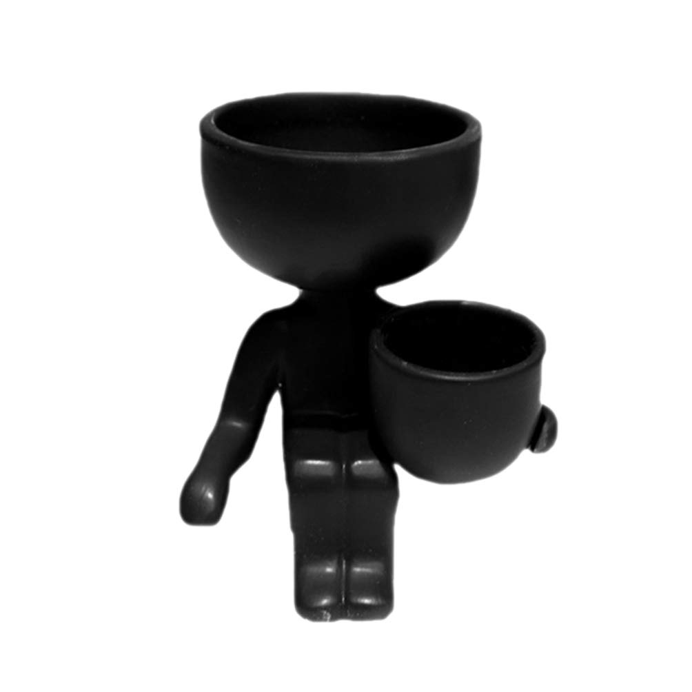 BESPORTBLE Ceramic Human Planter Face Vase Flower Succulent Cactus Planter Bonsai Planters Home Decoration (Black)