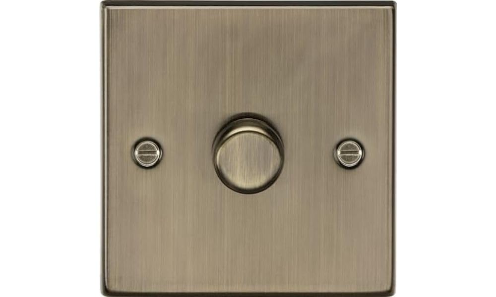 Knightsbridge CS2181AB 1G 2-way 10-200W (5-150W LED) trailing edge dimmer - Square Edge Antique Brass