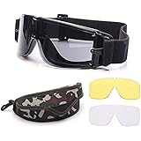 Elemart Tactical Airsoft Goggles - Safety Goggles Army Goggles Military Eye Protection Hunting Glasses for Shooting - 3 Interchangeable Multi Lens & Carrying Case