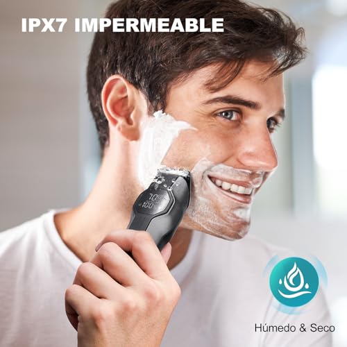 kensen Male Body Shaver 4 in 1, 2 Speeds Male Body Epilator, IPX7 Waterproof Body Shaver for Beard, Ears, Armpits, Chest, Legs and Genitals, LED Display, 210 mins Use