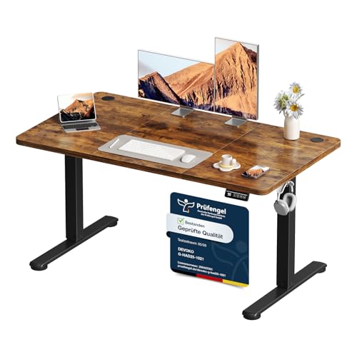 Devoko Elektrisch Höhenverstellbarer Schreibtisch 120 x 60cm,Braun
