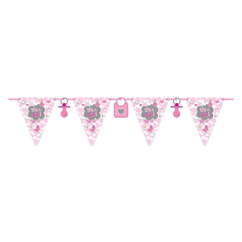 Folat 63653 Birth Bunting Garland It’s a Girl-6 m, Pink