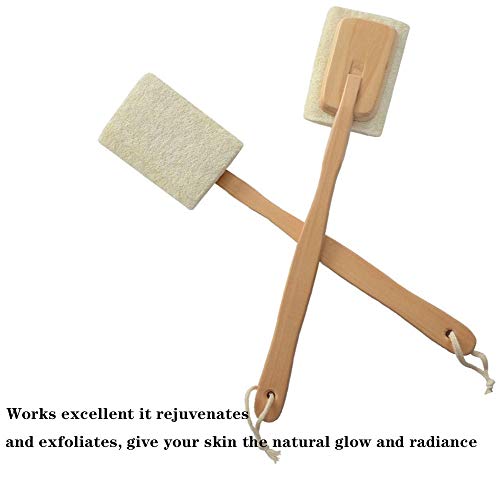 Shower Brush with 100% Natural Loofah, Body Brushes Perfect for Exfoliating, Bath Loofahs Brush with Removable dual-purpose long Handle