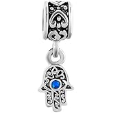 MiiFort Evil Eye Hamsa Hand Fatima Dangle Charm fits Pandora Charms Bracelets Birthday Jewelry Gift for Women Daughter Sister Granddaughter Friendship Niece