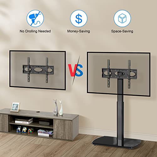 YOMT TV Floor Stand with Swivel Mount for 27 to 65 inch TVs Small