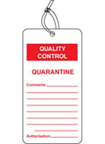 Caledonia Signs 59785 Quarantine QC Tag (Pack of 1), White