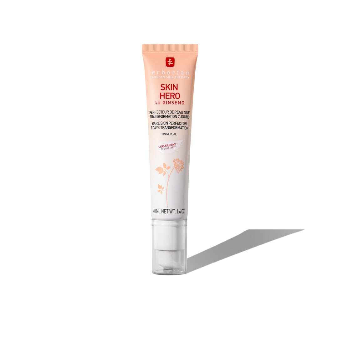 Erborian - Skin Hero with White Ginseng - Untinted Face Care Bare Skin Perfector in 7 Days with Hyaluronic Acid - Korean Cosmetic Care - 40 ml