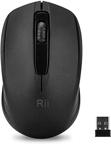 Rii Wireless Mouse 1000DPI for PC, Laptop, Windows,Office Included Wireless USB dongle (Black+Pink)