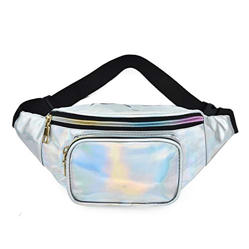 YUNHE Waist Bag Holographic Fanny Pack with PU Leather, Bumbag for Women Waterproof Fanny Pack for Outdoor Activities Exercise Running Hiking B8031# (B8031#-5)