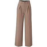 scewhou Women Wide Leg High Waisted Flowy Dress Pants Workout Casual Trousers Brown