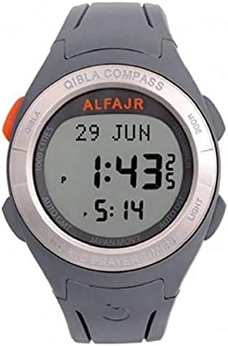 ALFAJR ِ Qibla Watch For Men, Digital, Plastic, Gray WQ-18 price