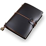 Soft Cover Classical Journal,Refillable Pages,Handmade Personalized Traveler's Notebook Diary Genuine Leather/Passport Size/Glossy Black