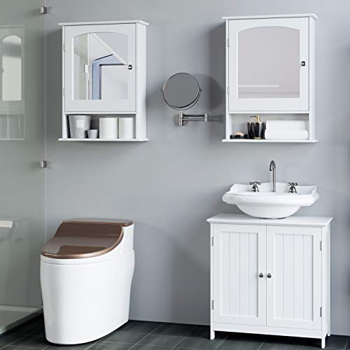 Homfa Bathroom Mirror Wall Mounted Storage Medicine