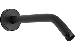 HarJue Shower Arm with Flange and Teflon Tape, Wall Mounted Shower Pipe 304 Stainless Steel Extension Arm for Fixed Shower Head & Handheld (8 Inch, Matte Black)