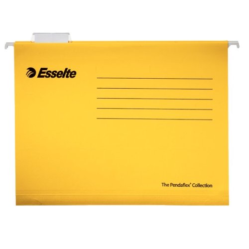 Esselte Classic A4 Suspension Files V-Base 15mm to Square 30mm Yellow, Pack of 25
