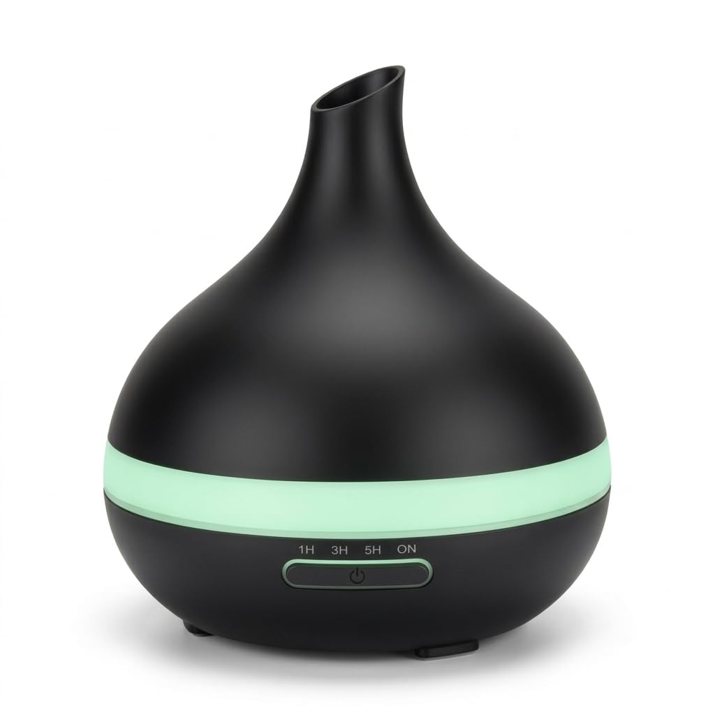 Remote Control Aromatherapy Diffuser, 500ml, Dual Mist Settings & Colorful LED, Humidifying for Bedroom Use,Onyx