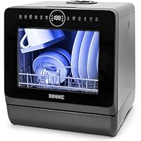 Duronic Table Top Dishwasher DW5 BK 950W Compact Tabletop Dish Washer Mini 5L Dishwashers with 8 Wash Cycles Electric Countertop Cleaner for Quick Eco Cleaning Plates Glass Cutlery Fruit (BLACK)